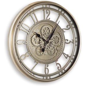Signature Design by Ashley Gilover Traditional Metal Analog Quartz Wall Clock with Moving Gears, Metallic & Black