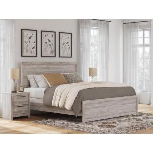 Signature Design by Ashley Jonnifer King Panel Bed Frame, Light Gray Bedroom Furniture with Headboard, Engineered Wood and Decorative Laminate, Relaxed Casual Style