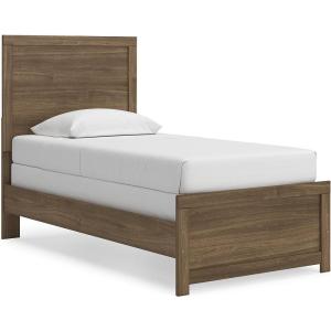 Signature Design by Ashley Jonnifer Twin Bed Frame, Panel Headboard Style, Warm Auburn Wood-Grain Look, Engineered Wood and Decorative Laminate, for Kids and Guest Bedrooms