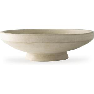 Signature Design by Ashley Justy Decorative Bowl, Terra Cotta Accent With Antiqued Beige Finish for Table Displays and Centerpiece Styling, 18″ W x 18″ D x 5.25″ H