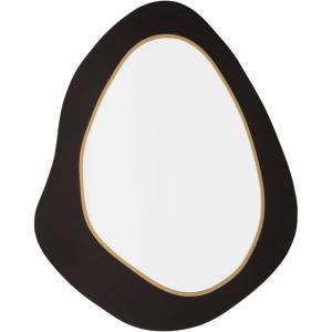 Signature Design by Ashley Kierlock Decorative Wall Mirror, Organic Shape and Wooden Frame with Black and Goldtone Finish, Vertical Hanging Accent for Entryway or Bedroom, 32″ W x 40″ H