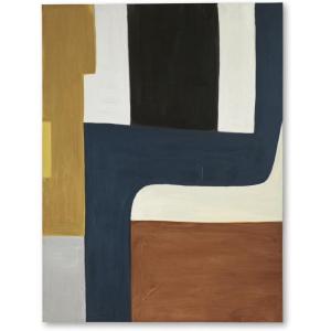 Signature Design by Ashley Lennmen Contemporary Rectangular Abstract Unframed Hand-painted Wall Art 36 x 48 Inches, Blue & Light Brown