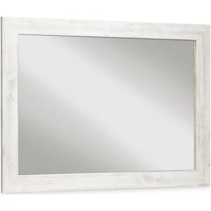 Signature Design by Ashley Paxberry Boho 42 x 31 Inch Bedroom Mirror, Whitewash