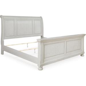 Signature Design by Ashley Robbinsdale California King Sleigh Platform Bed Frame, Antiqued White Finish, California King Headboard & Frame for Elegant Bedrooms