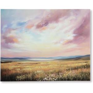 Signature Design by Ashley Rogerland Modern Landscape Wall Art, 50 x 40 Inches, Pink & Yellow
