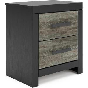 Signature Design by Ashley Ryderton Casual 2-Drawer Nightstand, Light Gray(Black & Gray)
