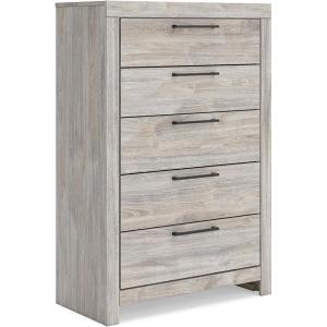Signature Design by Ashley Ryderton Rustic 5-Drawer Chest with Safety Stop, Black & Gray(Light Gray)