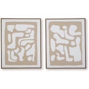 Signature Design by Ashley Waldett Wall Art Set of 2, Abstract Canvaswith Hand Painted Design, Four‑Way Hanging Modern Decor for Living Room or Dining Room Walls