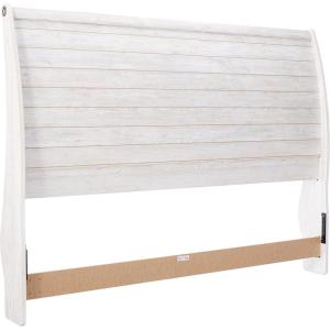 Signature Design by Ashley Willowton King Bedframe with Headboard, Sleigh Bed with Whitewash Finish, Wood and Decorative Laminate, Coastal and Cottage Chic Bedroom Furniture(King)