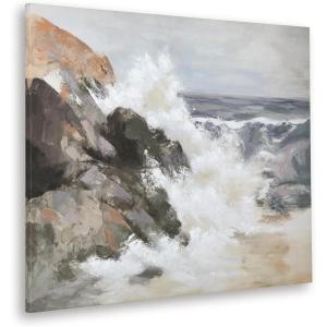 Signature Design by Ashley Worthner Coastal Seascape Gallery Wrapped Canvas Wall Art, 50 x 40 Inches, Light Brown & Gray