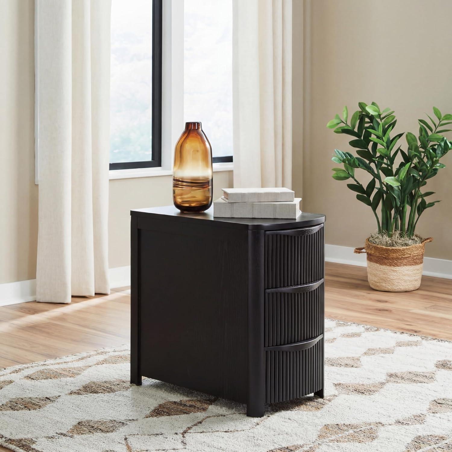 imageSignature Design by Ashley Camdill Chairside Contemporary End Table with USB Port and Charging Station BlackBlack