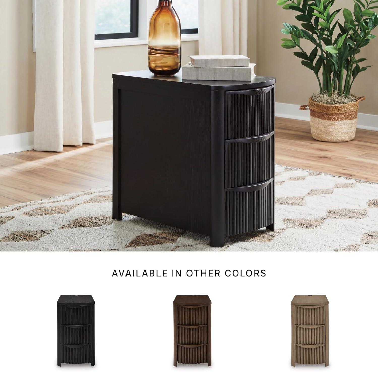 imageSignature Design by Ashley Camdill Chairside Contemporary End Table with USB Port and Charging Station BlackBlack