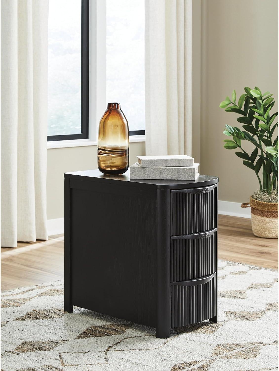 imageSignature Design by Ashley Camdill Chairside Contemporary End Table with USB Port and Charging Station BlackBlack