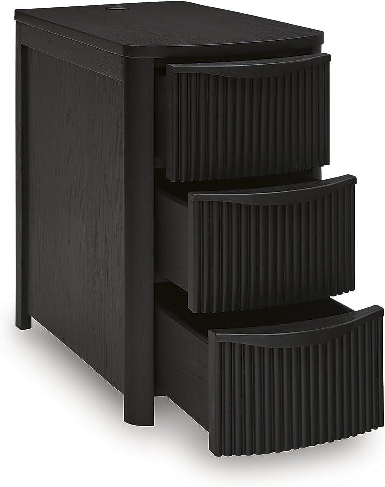 imageSignature Design by Ashley Camdill Chairside Contemporary End Table with USB Port and Charging Station BlackBlack