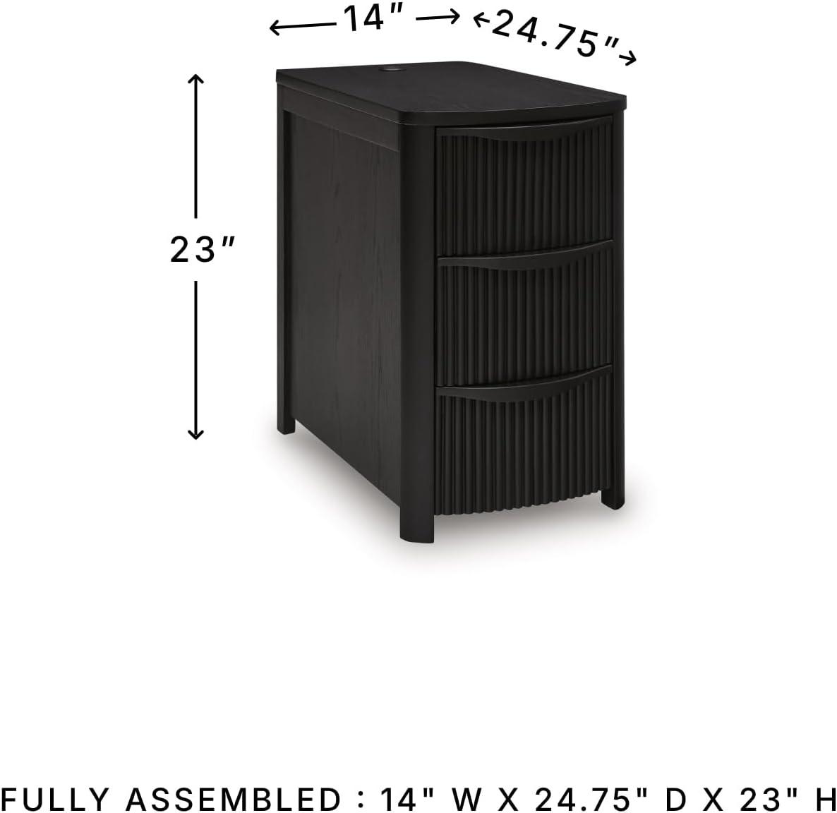 imageSignature Design by Ashley Camdill Chairside Contemporary End Table with USB Port and Charging Station BlackBlack