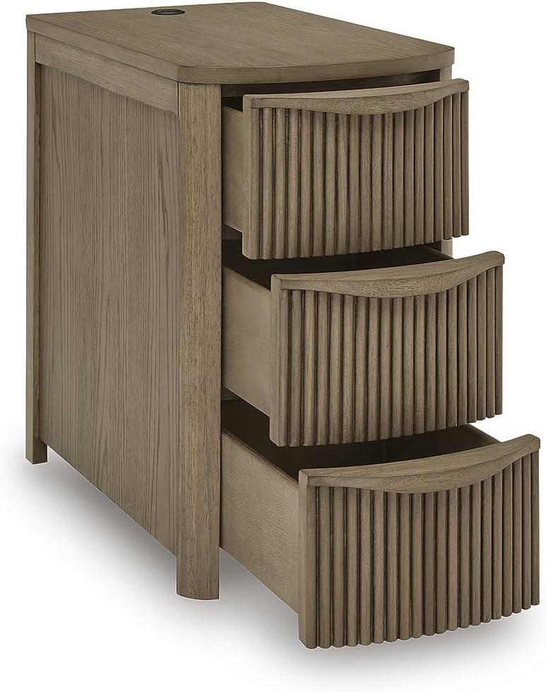 imageSignature Design by Ashley Camdill Chairside Contemporary End Table with USB Port and Charging Station BlackLight Brown