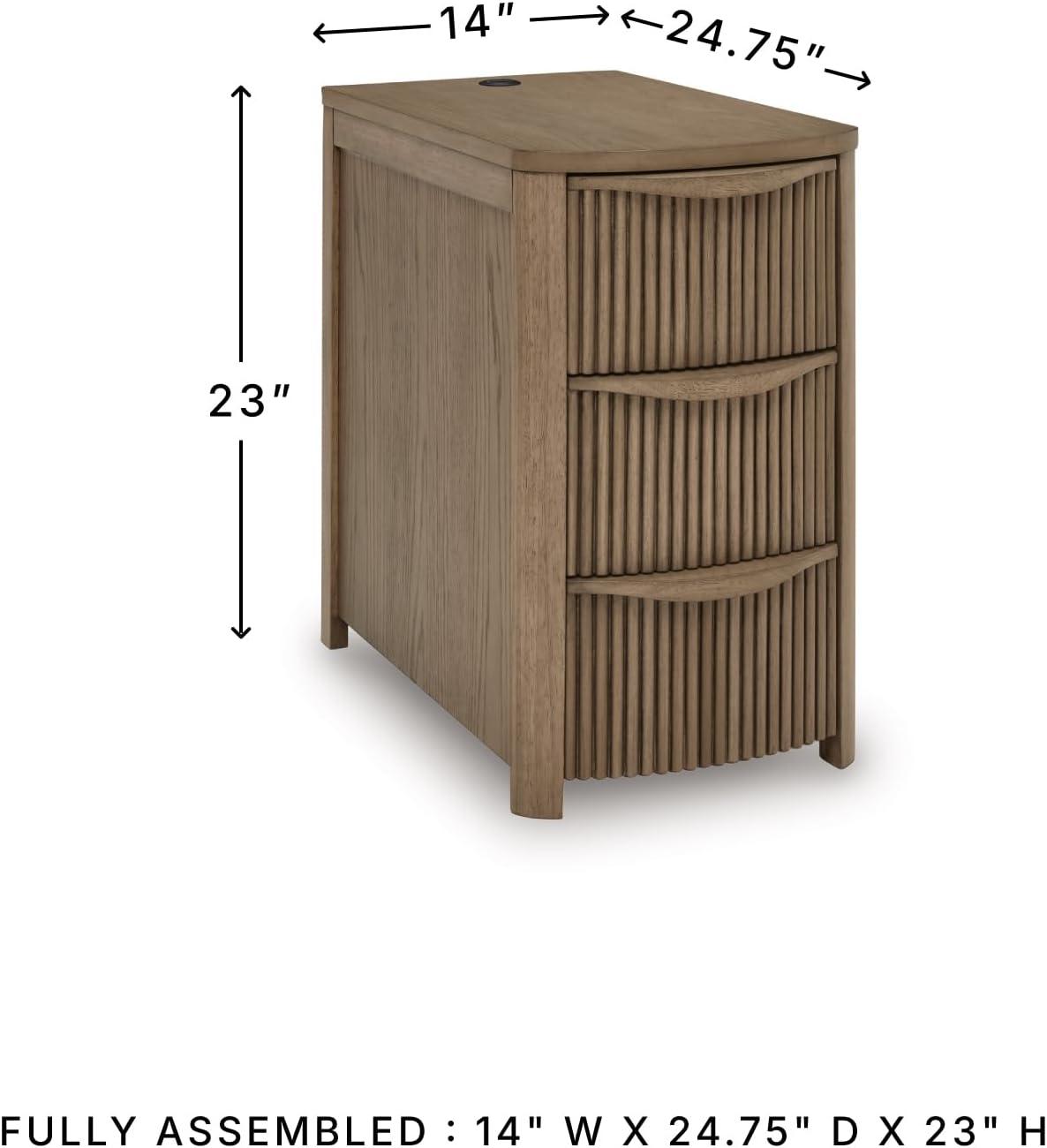 imageSignature Design by Ashley Camdill Chairside Contemporary End Table with USB Port and Charging Station BlackLight Brown