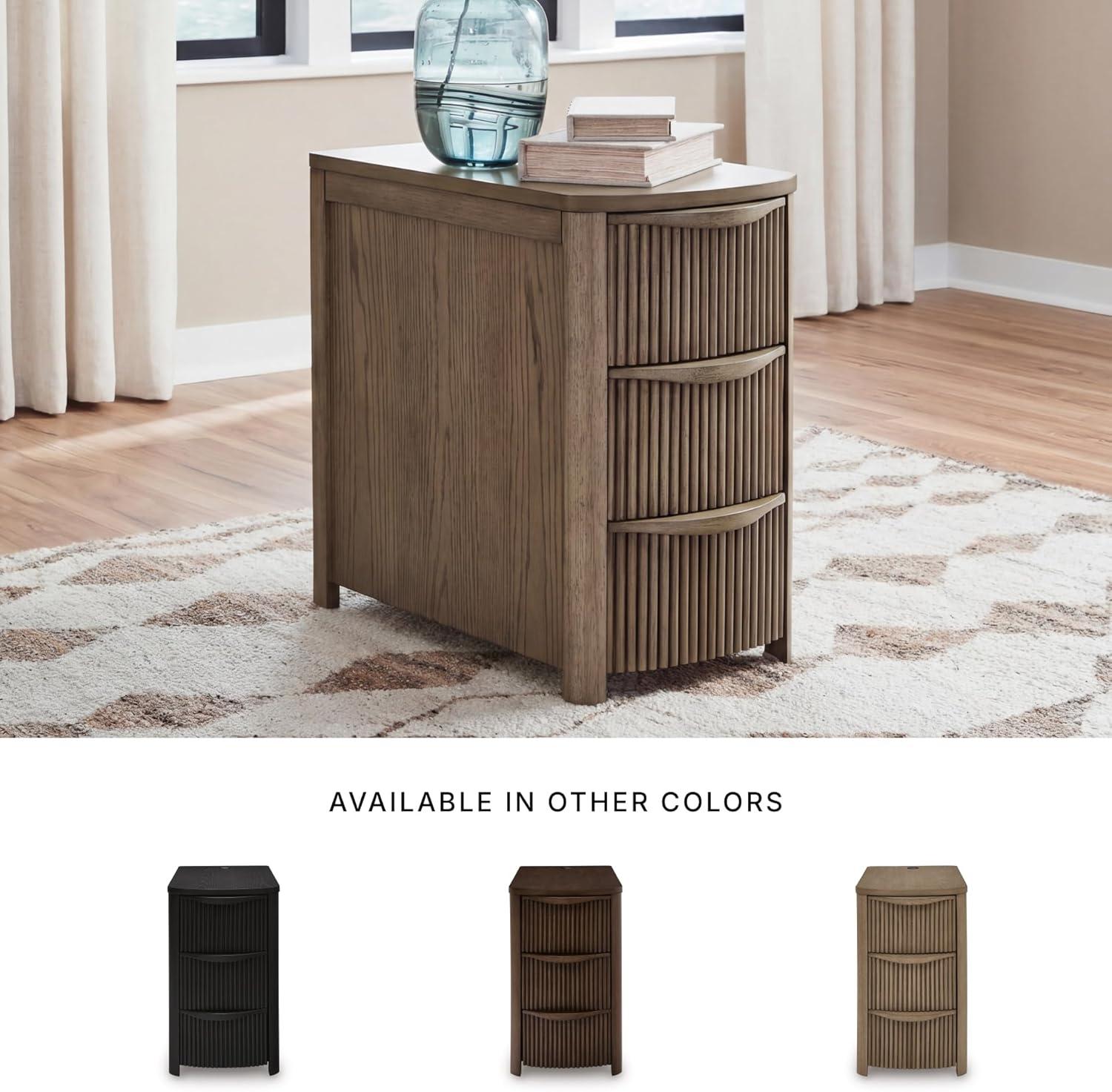 imageSignature Design by Ashley Camdill Chairside Contemporary End Table with USB Port and Charging Station BlackLight Brown