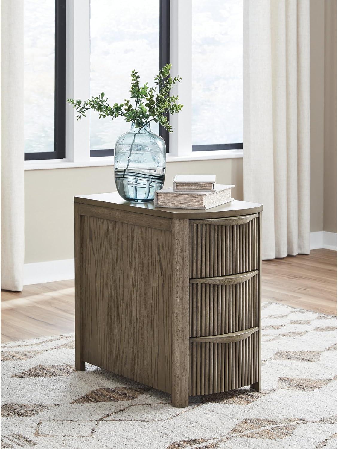 imageSignature Design by Ashley Camdill Chairside Contemporary End Table with USB Port and Charging Station BlackLight Brown