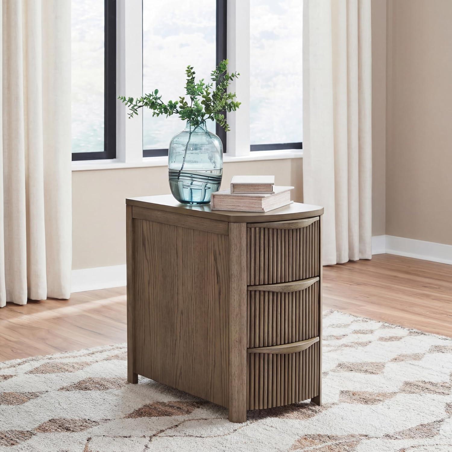 imageSignature Design by Ashley Camdill Chairside Contemporary End Table with USB Port and Charging Station BlackLight Brown
