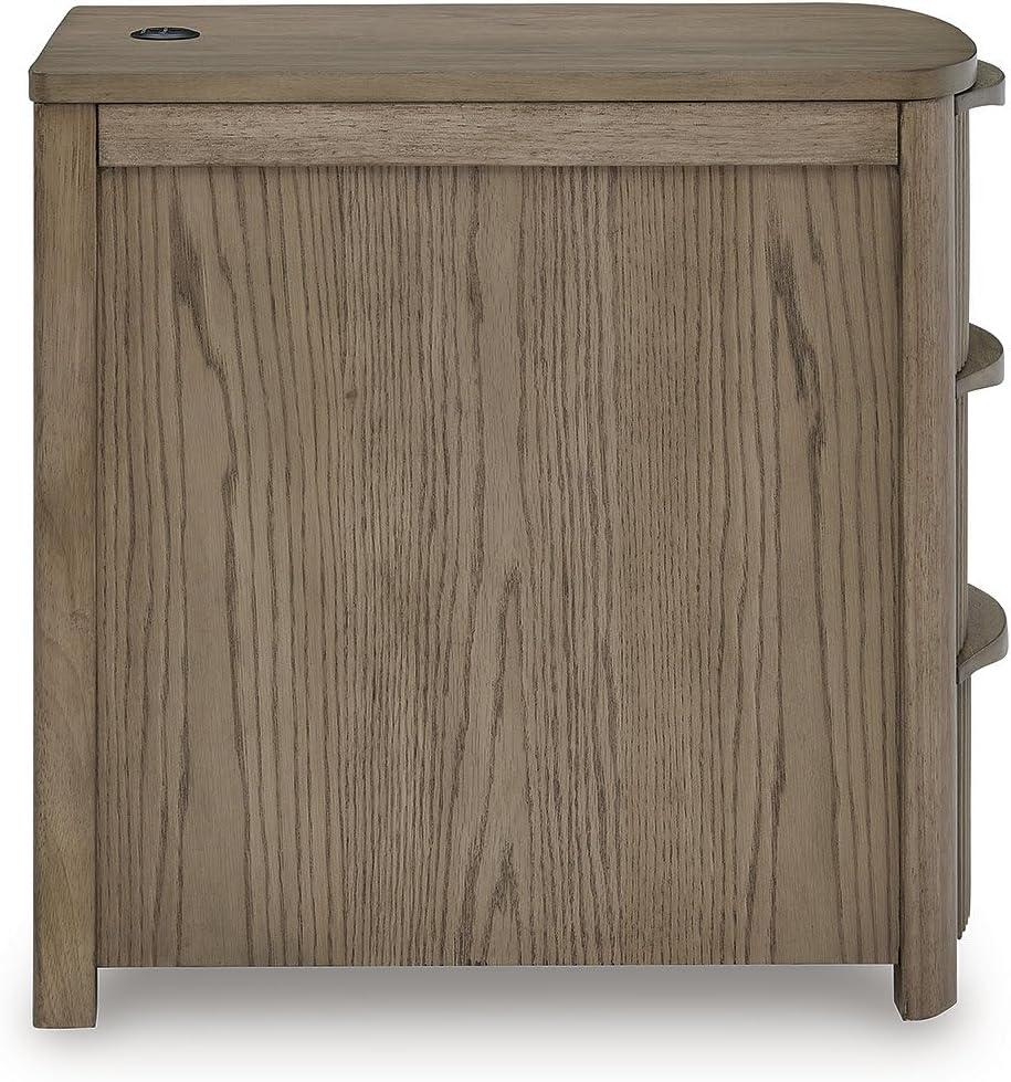imageSignature Design by Ashley Camdill Chairside Contemporary End Table with USB Port and Charging Station BlackLight Brown