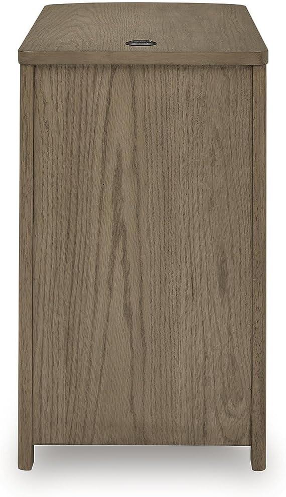 imageSignature Design by Ashley Camdill Chairside Contemporary End Table with USB Port and Charging Station BlackLight Brown