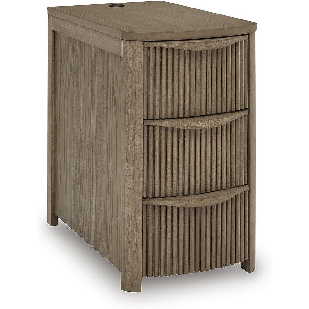 imageSignature Design by Ashley Camdill Chairside Contemporary End Table with USB Port and Charging Station BlackLight Brown