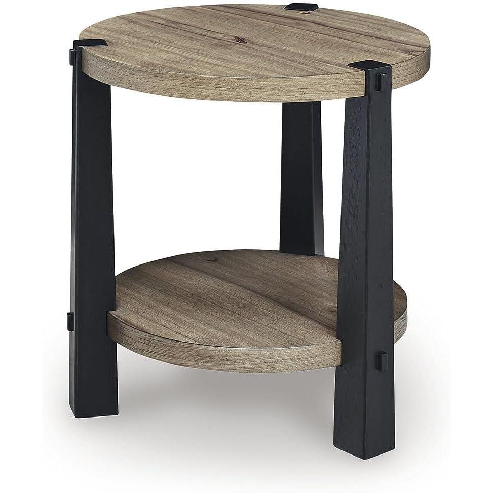 imageSignature Design by Ashley Ridgester Farmhouse End Table with Storage Light Brown amp Black