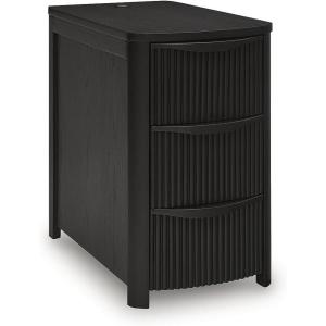 Signature Design by Ashley Camdill Chairside Contemporary End Table with USB Port and Charging Station, Black(Black)