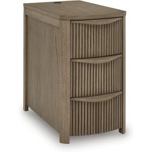 Signature Design by Ashley Camdill Chairside Contemporary End Table with USB Port and Charging Station, Black(Light Brown)