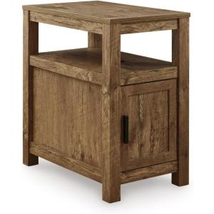 Signature Design by Ashley Fendenmore Farmhouse Chairside End Table with Storage and USB Ports, Dark Brown(Dark Brown)