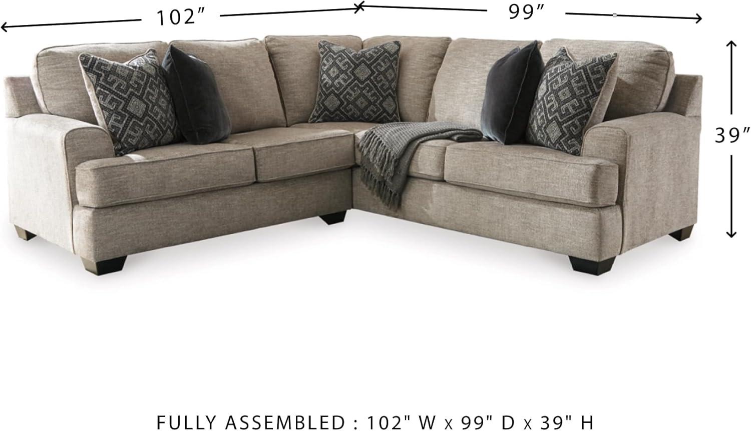 imageSignature Design by Ashley Bovarian Casual LShaped Anti Sag 2Piece Sectional with Loose Seat Cushions and 5 Accent Pillows Gray2 Piece Sectional