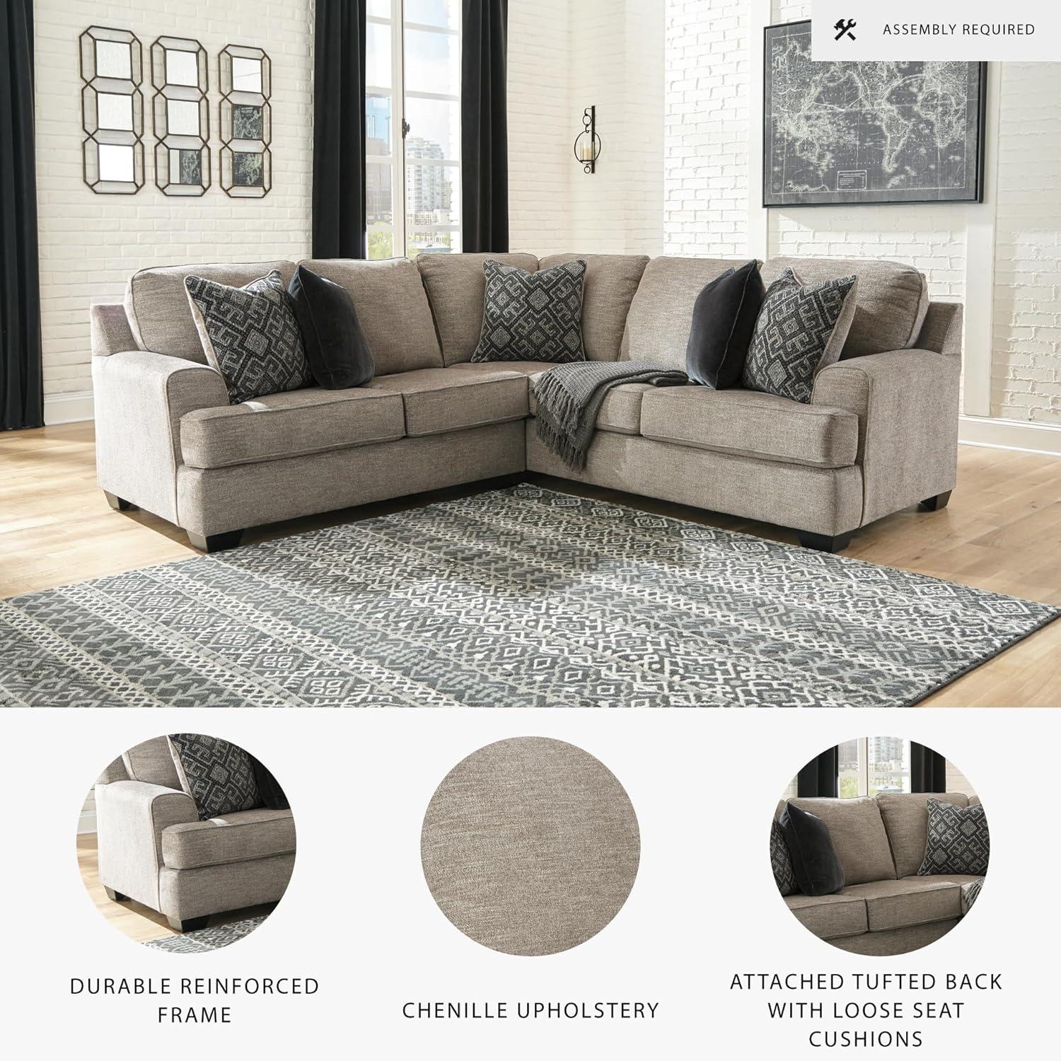 imageSignature Design by Ashley Bovarian Casual LShaped Anti Sag 2Piece Sectional with Loose Seat Cushions and 5 Accent Pillows Gray2 Piece Sectional