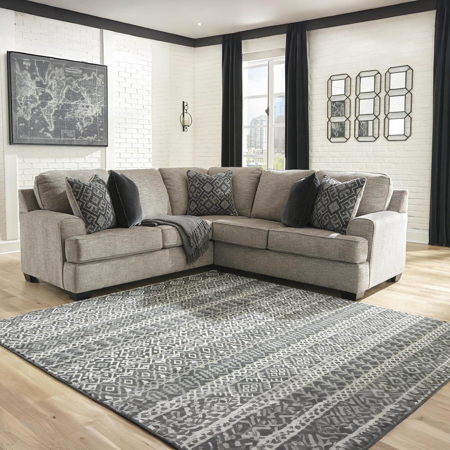 imageSignature Design by Ashley Bovarian Casual LShaped Anti Sag 2Piece Sectional with Loose Seat Cushions and 5 Accent Pillows Gray2Piece Sectional