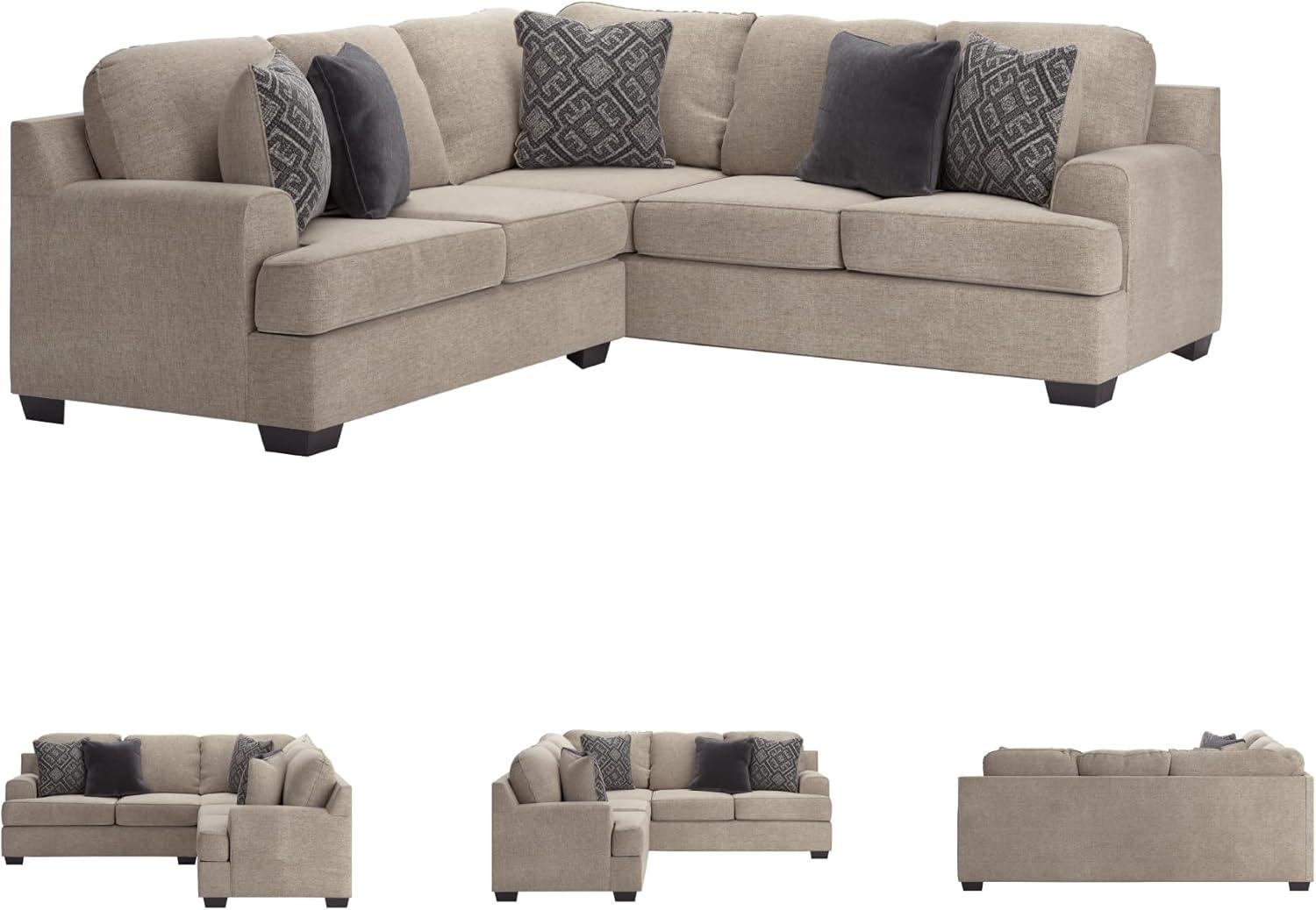 imageSignature Design by Ashley Bovarian Casual LShaped Anti Sag 2Piece Sectional with Loose Seat Cushions and 5 Accent Pillows Gray2Piece Sectional