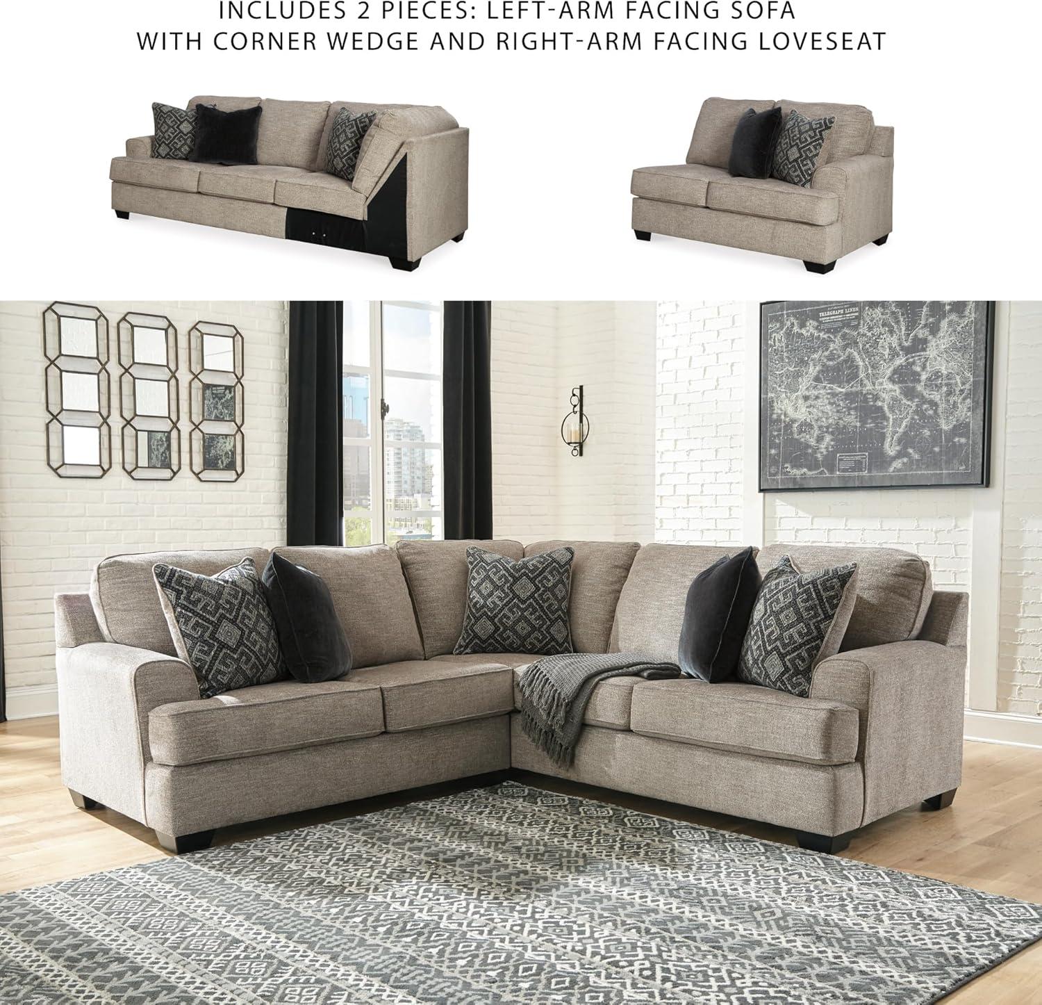 imageSignature Design by Ashley Bovarian Casual LShaped Anti Sag 2Piece Sectional with Loose Seat Cushions and 5 Accent Pillows Gray2Piece Sectional