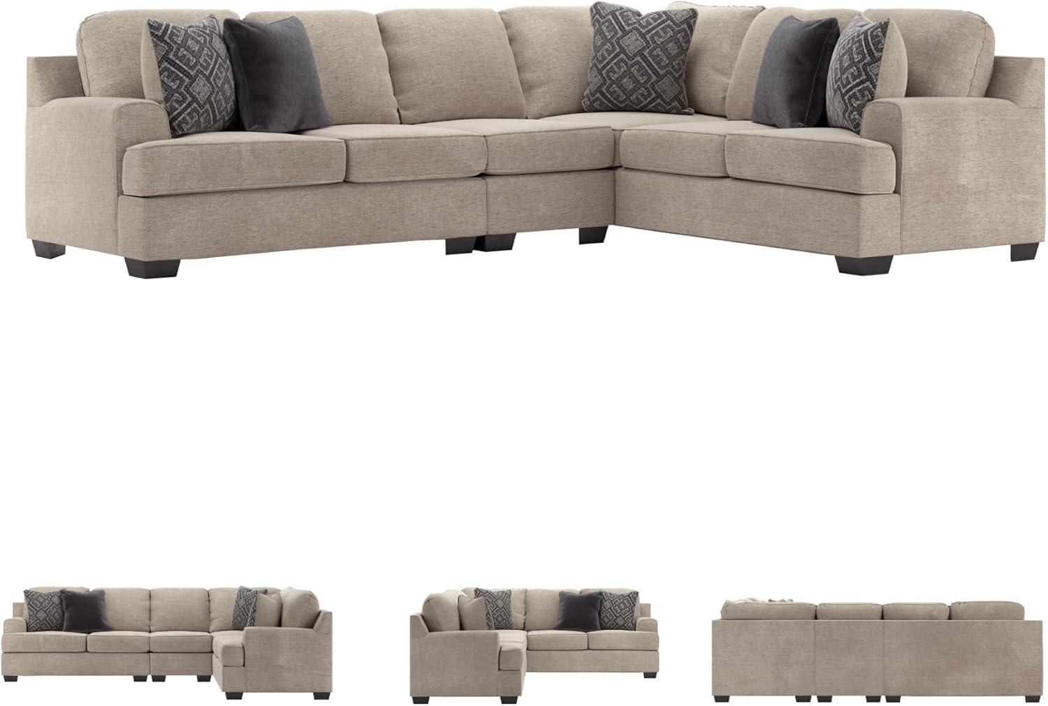 imageSignature Design by Ashley Bovarian Casual LShaped Anti Sag 2Piece Sectional with Loose Seat Cushions and 5 Accent Pillows Gray3 Piece Sectional