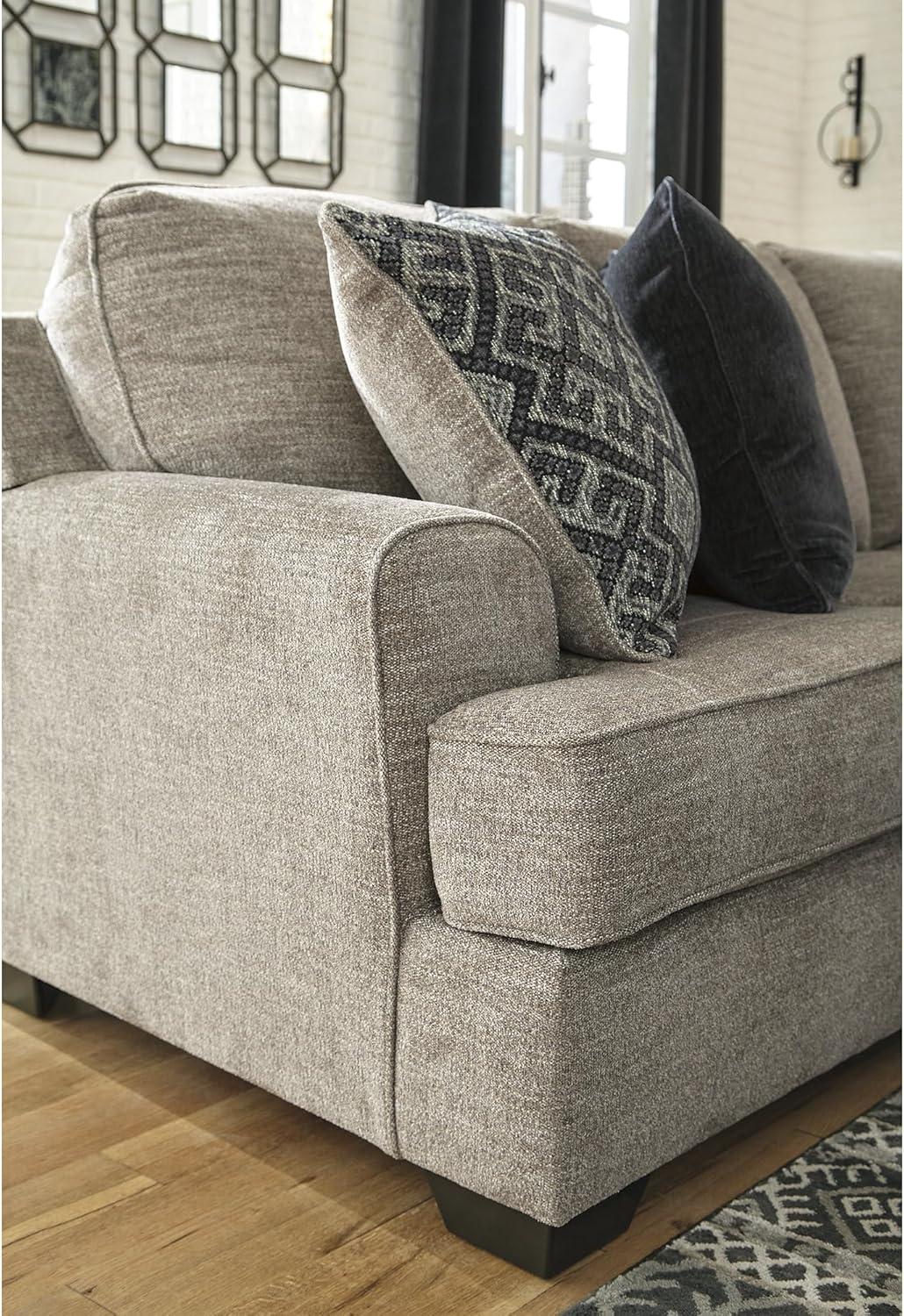 imageSignature Design by Ashley Bovarian Casual LShaped Anti Sag 2Piece Sectional with Loose Seat Cushions and 5 Accent Pillows Gray3Piece Sectional