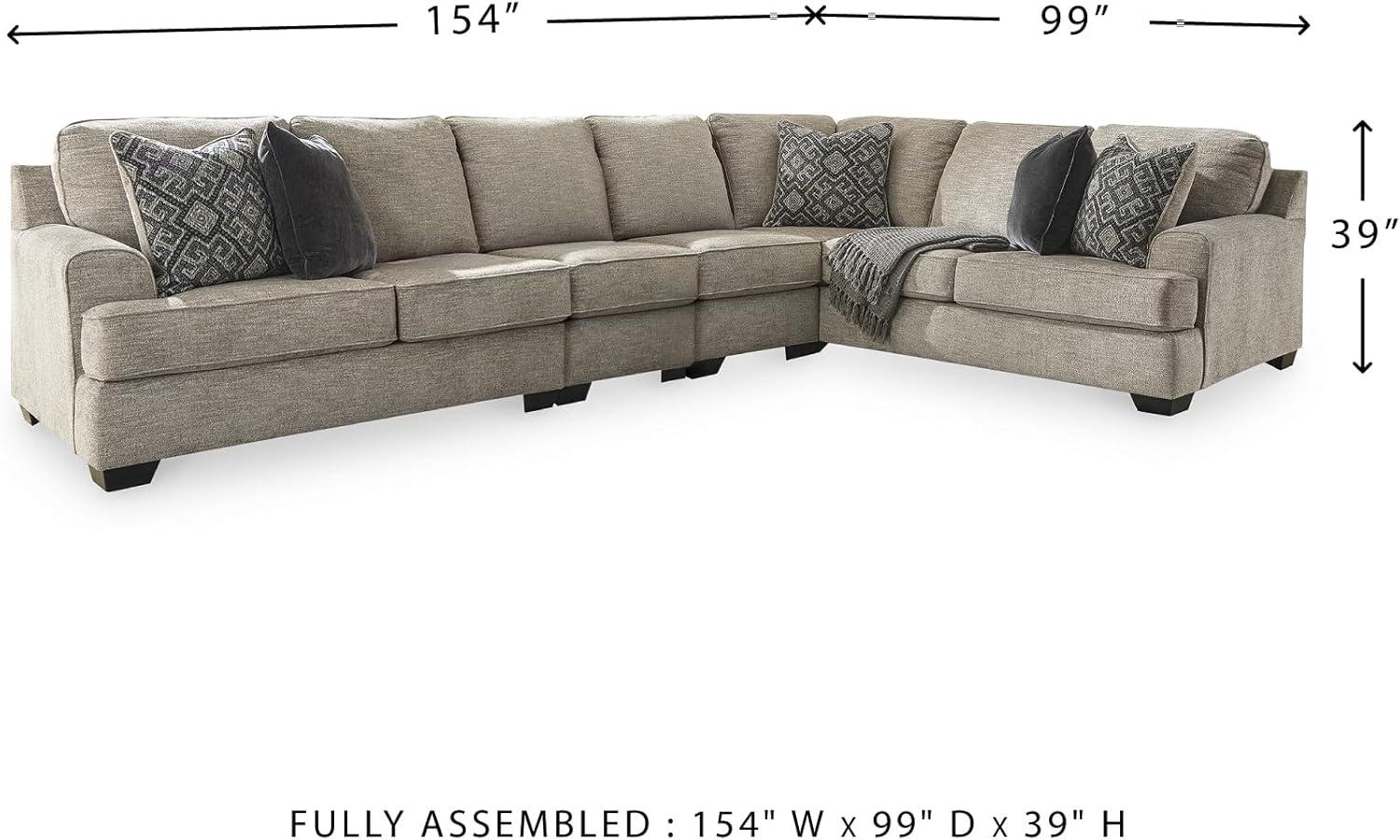 imageSignature Design by Ashley Bovarian Casual LShaped Anti Sag 2Piece Sectional with Loose Seat Cushions and 5 Accent Pillows Gray4 Piece Sectional