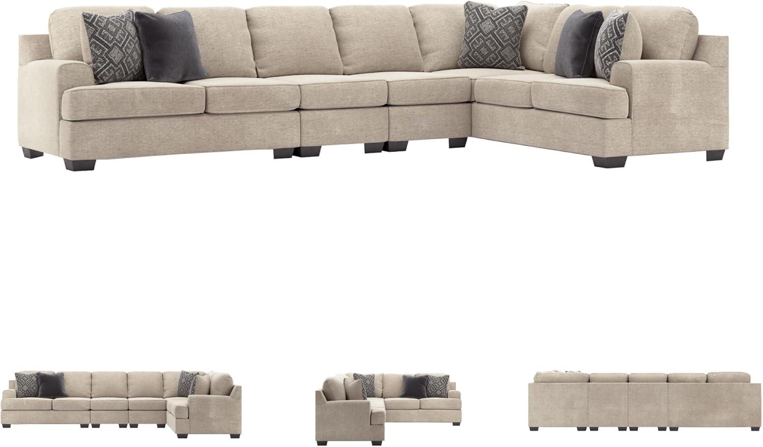 imageSignature Design by Ashley Bovarian Casual LShaped Anti Sag 2Piece Sectional with Loose Seat Cushions and 5 Accent Pillows Gray4 Piece Sectional