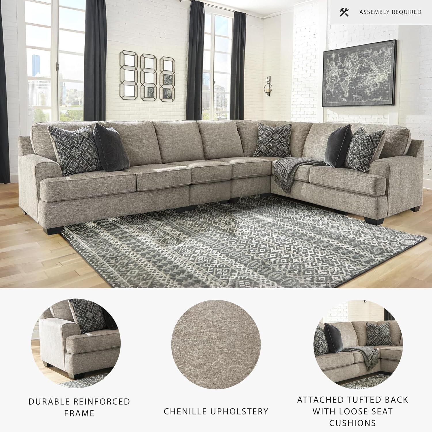 imageSignature Design by Ashley Bovarian Casual LShaped Anti Sag 2Piece Sectional with Loose Seat Cushions and 5 Accent Pillows Gray4 Piece Sectional