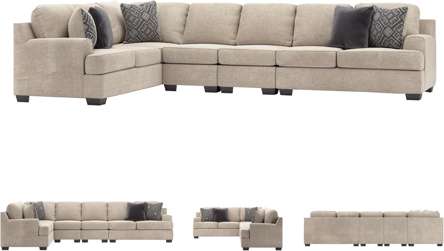 imageSignature Design by Ashley Bovarian Casual LShaped Anti Sag 2Piece Sectional with Loose Seat Cushions and 5 Accent Pillows Gray4Piece Sectional