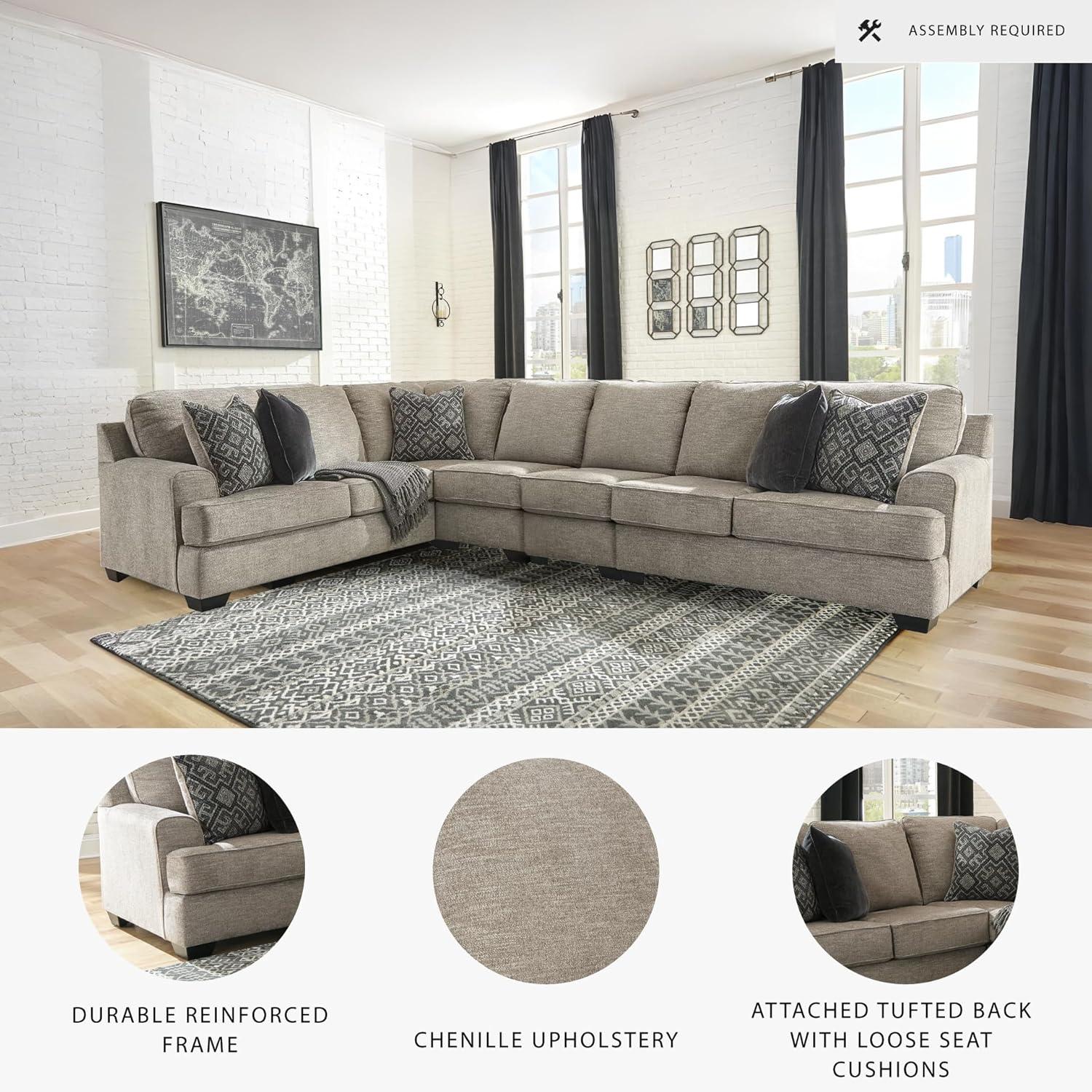 imageSignature Design by Ashley Bovarian Casual LShaped Anti Sag 2Piece Sectional with Loose Seat Cushions and 5 Accent Pillows Gray4Piece Sectional