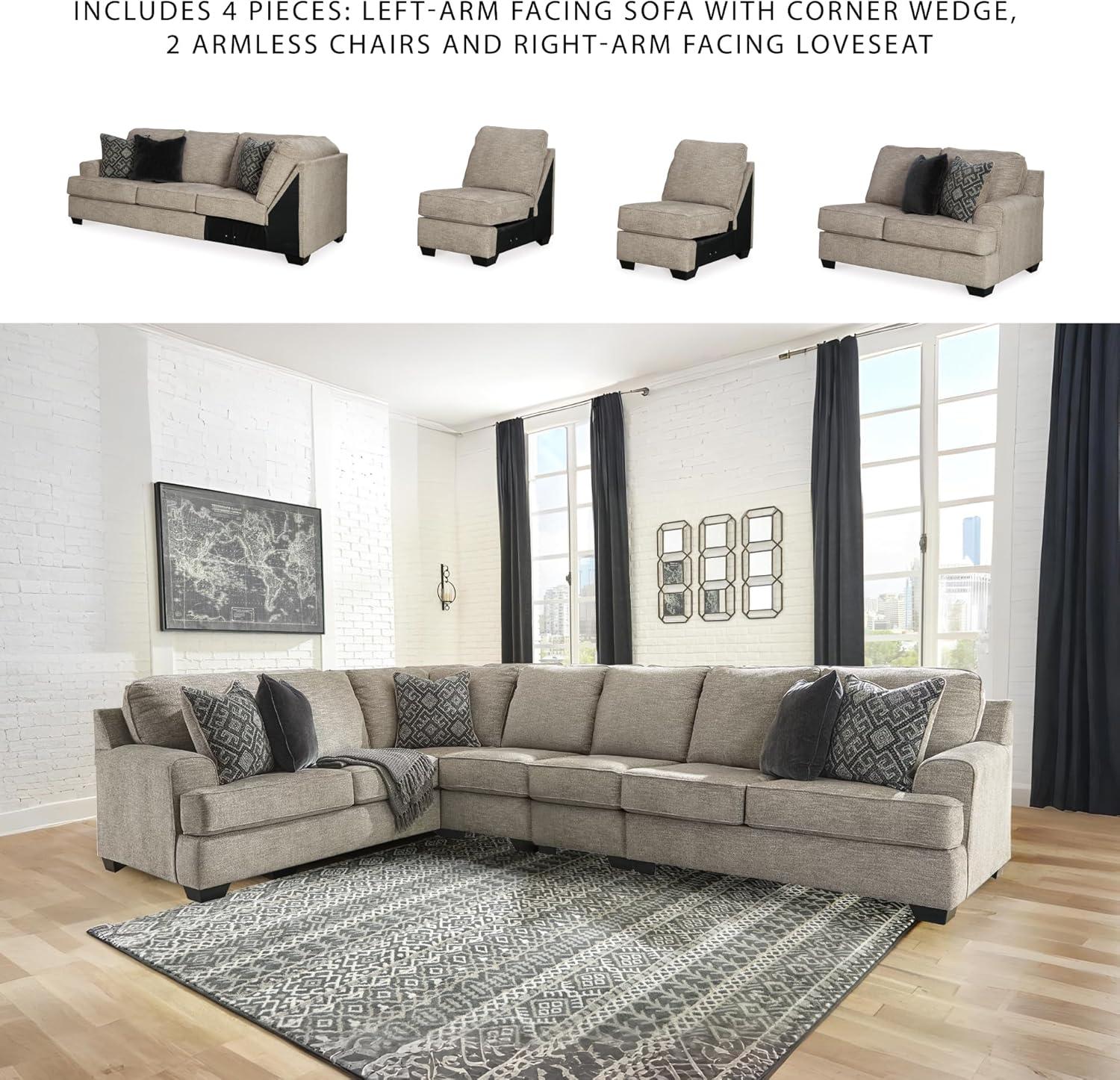 imageSignature Design by Ashley Bovarian Casual LShaped Anti Sag 2Piece Sectional with Loose Seat Cushions and 5 Accent Pillows Gray4Piece Sectional