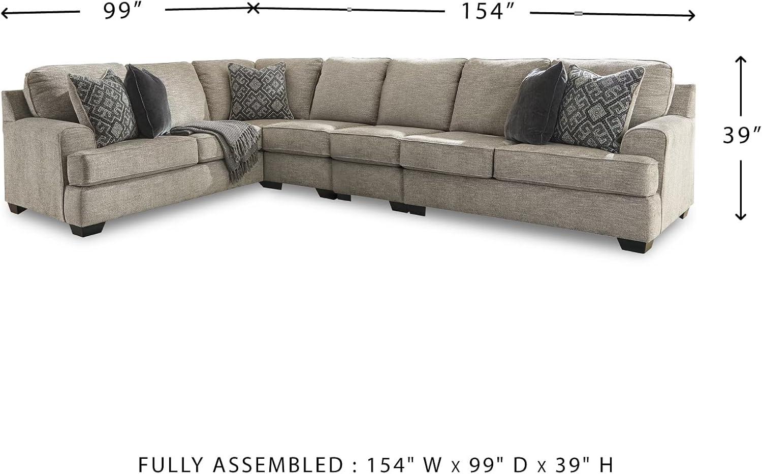 imageSignature Design by Ashley Bovarian Casual LShaped Anti Sag 2Piece Sectional with Loose Seat Cushions and 5 Accent Pillows Gray4Piece Sectional