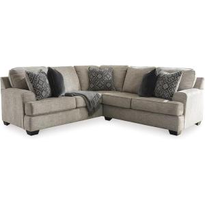 Signature Design by Ashley Bovarian Casual L-Shaped Anti Sag 2-Piece Sectional with Loose Seat Cushions and 5 Accent Pillows, Gray(2-Piece Sectional)