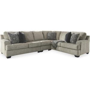 Signature Design by Ashley Bovarian Casual L-Shaped Anti Sag 2-Piece Sectional with Loose Seat Cushions and 5 Accent Pillows, Gray(3 Piece Sectional)