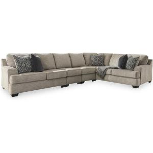 Signature Design by Ashley Bovarian Casual L-Shaped Anti Sag 2-Piece Sectional with Loose Seat Cushions and 5 Accent Pillows, Gray(4 Piece Sectional)