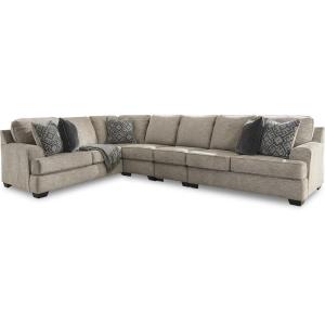 Signature Design by Ashley Bovarian Casual L-Shaped Anti Sag 2-Piece Sectional with Loose Seat Cushions and 5 Accent Pillows, Gray(4-Piece Sectional)