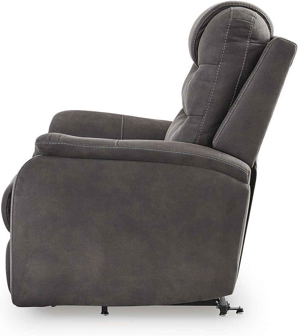 imageSignature Design By Ashley Snowfield Recliner Chair Power Lift with Heat and Massage Faux Leather Upholstery Easy View Adjustable Headrest USB Charging Living Room Comfort